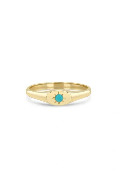 Zoë Chicco 14k Gold Turquoise Signet Ring