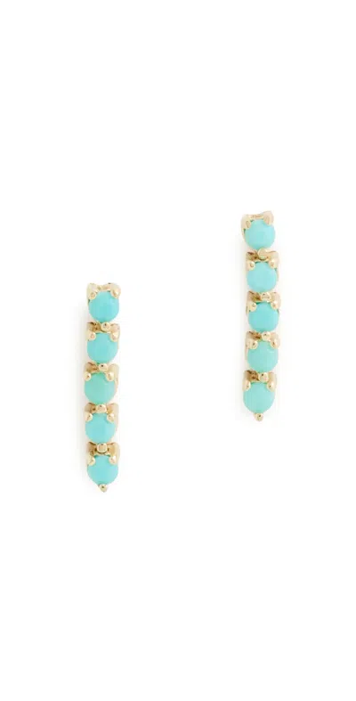 Zoë Chicco 14k Gold Turquoise Tennis Drop Earrings 14k Yellow Gold