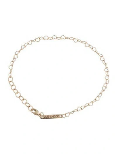 Pre-owned Zoë Chicco 14k Heart Link Chain Bracelet, 5.75" In Multicolor