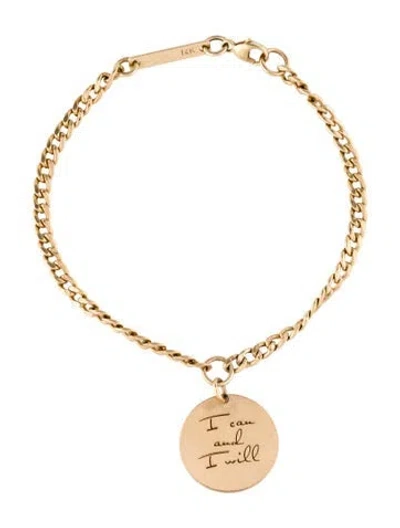 Pre-owned Zoë Chicco 14k "i Can And I Will' Mantra Charm Bracelet, 6.25" In Multi