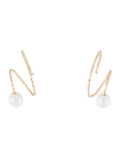 Pre-owned Zoë Chicco 14k Pearl Swirl Hoop Earrings In Multi