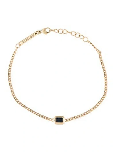 Pre-owned Zoë Chicco 14k Sapphire Curb Chain Station Bracelet, 7" In Multi