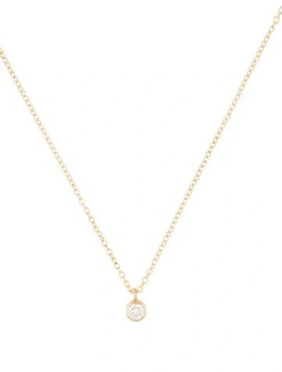 Pre-owned Zoë Chicco 14k Single Diamond Bezel Pendant Necklace, 16" In Multi