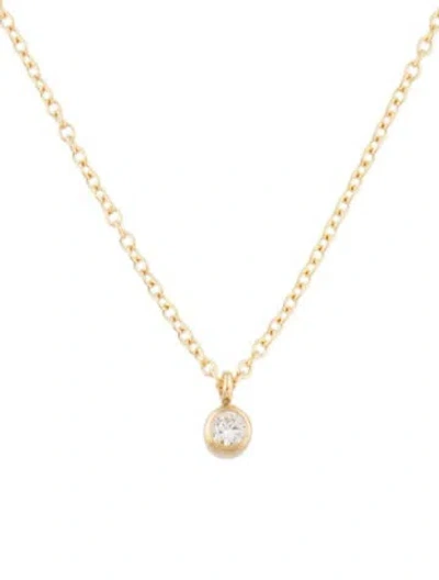 Pre-owned Zoë Chicco 14k Single Diamond Bezel Pendant Necklace, 16" In Multi