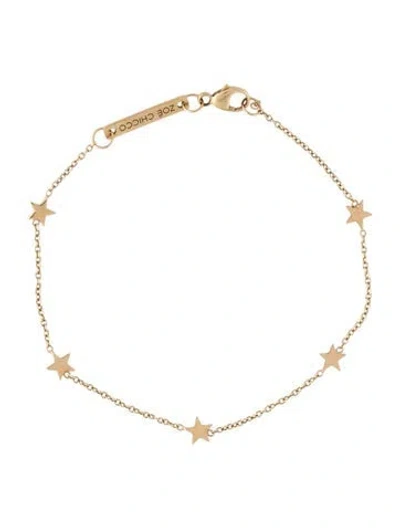 Pre-owned Zoë Chicco 14k Star Station Bracelet, 6" In Multicolor