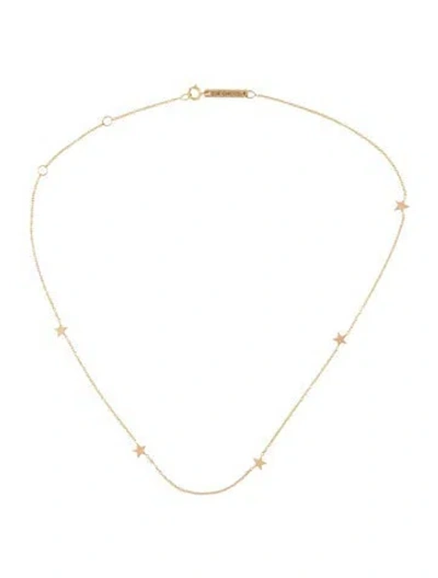 Pre-owned Zoë Chicco 14k Star Station Choker Necklace, 14" In Multicolor