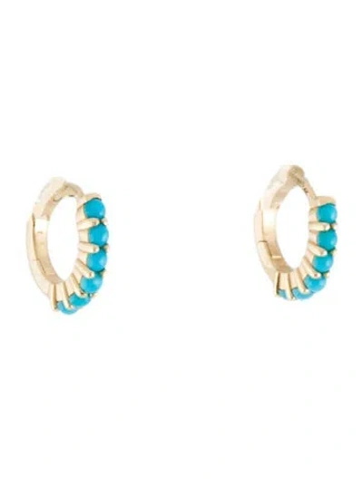 Pre-owned Zoë Chicco 14k Turquoise Small Huggie Hoop Earrings In Multi