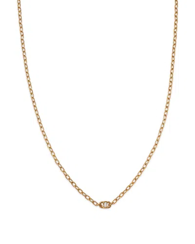 Zoë Chicco 14k Yellow Gold Baguette Diamonds Diamond Baguette Oval Link Necklace, 14-16