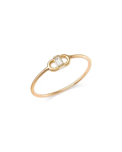 Zoë Chicco 14k Yellow Gold Baguette Diamonds Diamond Baguette Oval Link Ring, 0.06 Ct. T. W.