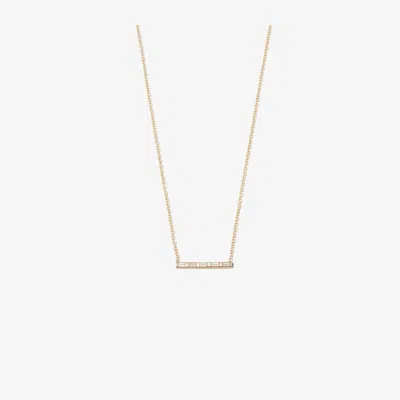 Zoë Chicco 14k Yellow Gold Baguette Five Diamond Bar Necklace