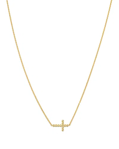 Zoë Chicco 14k Yellow Gold Bezel Diamonds Cross Pendant Necklace, 14-16