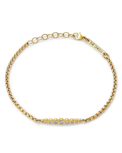 Zoë Chicco 14k Yellow Gold Bezel Diamonds Graduated Box Link Bracelet In Pattern
