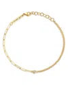 Zoë Chicco 14k Yellow Gold Bezel Diamonds Mixed Chain Bracelet In Brown
