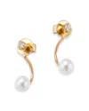 Zoë Chicco 14k Yellow Gold Cultured Freshwater Pearl & Diamond Front To Back Earrings In White/gold