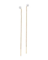 Zoë Chicco 14k Yellow Gold Cultured Freshwater Pearl Long Chain Threader Earrings In White/gold
