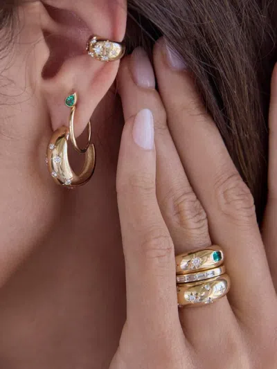 Zoë Chicco 14k Yellow Gold Diamond Star Hoop Earrings