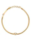Zoë Chicco 14k Yellow Gold Emerald Cut Diamond Snake Chain Bracelet In Gold