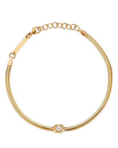 Zoë Chicco 14k Yellow Gold Emerald Cut Diamond Snake Chain Bracelet