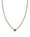 Zoë Chicco 14k Yellow Gold Emerald Gemstones Emerald Solitaire Pendant Necklace, 16-18 In Brown