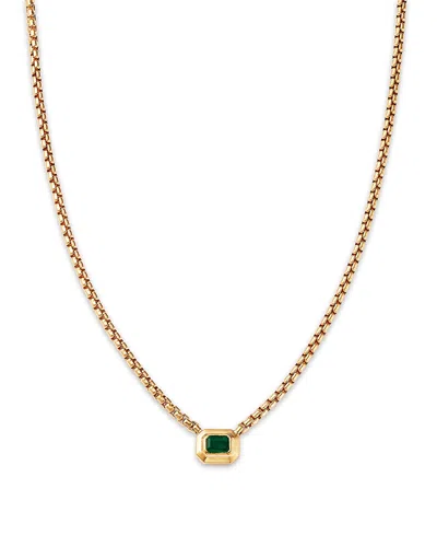 Zoë Chicco 14k Yellow Gold Emerald Gemstones Emerald Solitaire Pendant Necklace, 16-18