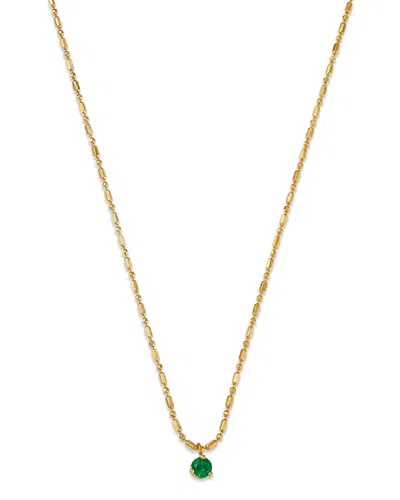Zoë Chicco 14k Yellow Gold Emerald Gemstones Emerald Solitaire Pendant Necklace, 16 In Green/gold