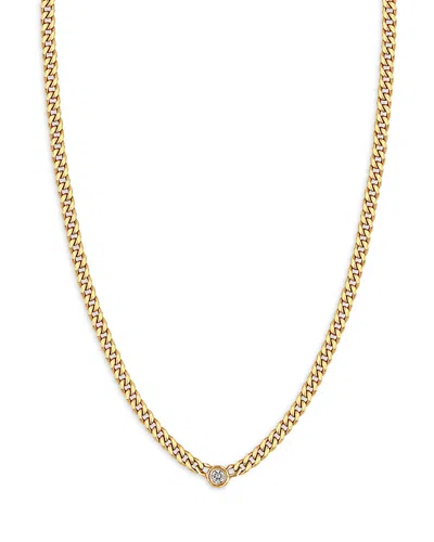 Zoë Chicco 14k Yellow Gold Floating Diamond Small Curb Chain Necklace, 16