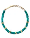 Zoë Chicco 14k Yellow Gold Gemstone Beads Turquoise Rondelle Link Bracelet In Blue/gold