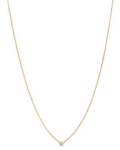 Zoë Chicco 14k Yellow Gold Itty Bitty Diamond Star Pendant Necklace, 16 In White/gold