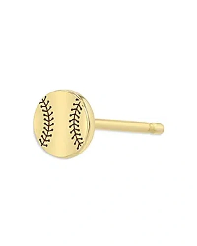 Zoë Chicco 14k Yellow Gold Itty Bitty Symbols Baseball Single Stud Earring