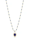 Zoë Chicco 14k Yellow Gold Lapis Lazuli Teardrop Necklace In Gold