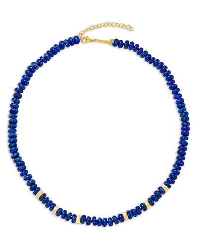 Zoë Chicco 14k Yellow Gold Lapis Rondelle Bead Collar Necklace, 16-18 In Blue
