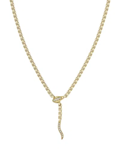 ZOË CHICCO 14K YELLOW GOLD MEDIUM BOX-CHAIN DIAMOND NECKLACE