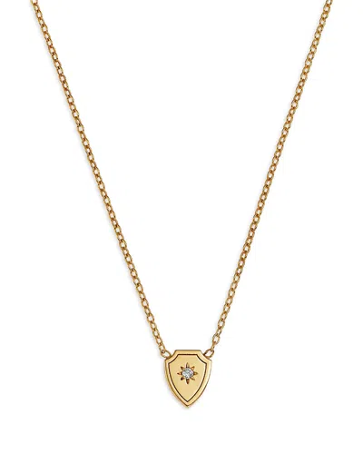 Zoë Chicco 14k Yellow Gold Midi Bitty Diamond Accent Shield Pendant Necklace, 14-16
