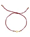Zoë Chicco 14k Yellow Gold Midi Bitty Symbols Cross Red Cord Slider Bracelet In Gold