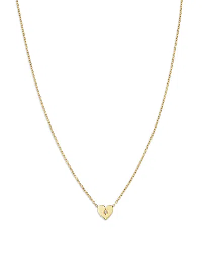Zoë Chicco 14k Yellow Gold Midi Bitty Symbols Diamond Accent Heart Pendant Necklace, 14-16
