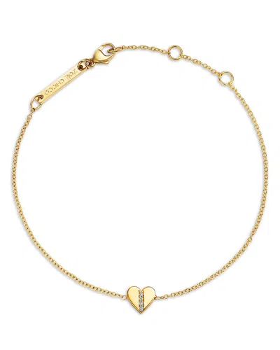 Zoë Chicco 14k Yellow Gold Midi Bitty Symbols Diamond Heart Bracelet