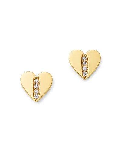 Zoë Chicco Women's Midi Bitty Symbols 14k Yellow Gold & Diamond Heart Stud Earring