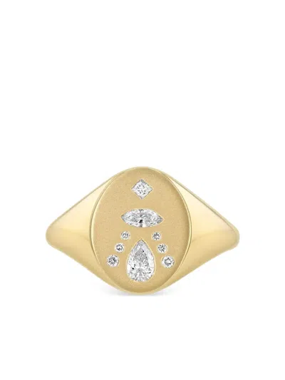Zoë Chicco 14k Yellow Gold Mosaic Diamond Signet Ring