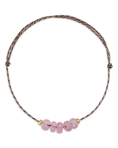 Zoë Chicco 14k Yellow Gold New Stone Age Rose Quartz Desert Camo Paracord Slider Necklace In Orange