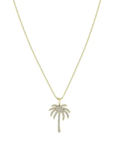 Zoë Chicco 14k Yellow Gold Palm Tree Diamond Pendant Necklace