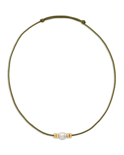 Zoë Chicco 14k Yellow Gold Paracord Cultured Freshwater Baroque Pearl & Rondelle Collar Necklace, 12-26 In Black