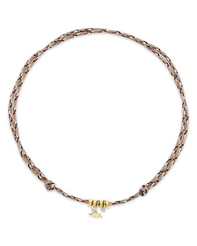 Zoë Chicco 14k Yellow Gold Paracord Diamond & Hummingbird Desert Camo Rondelle Necklace, 12-26 In Gray