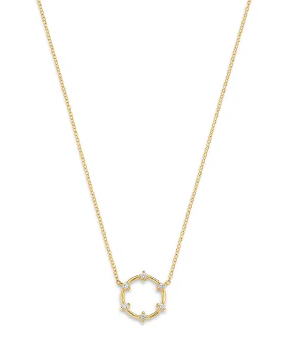 Zoë Chicco 14k Yellow Gold Prong Diamonds Circle Pendant Necklace, 14-16