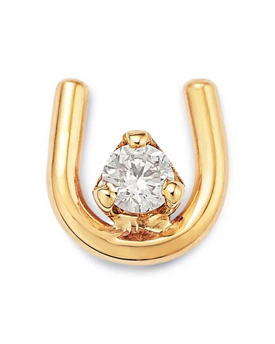 Zoë Chicco 14k Yellow Gold Prong Diamonds Horseshoe Single Stud Earring In Gray