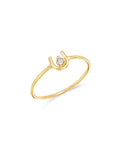 Zoë Chicco 14k Yellow Gold Prong Diamonds Horseshoe Wire Ring In Orange
