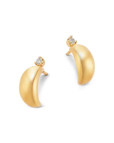 Zoë Chicco 14k Yellow Gold Prong Diamonds Thin Aura Huggie Hoop Earrings In Metallic