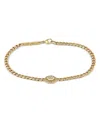 Zoë Chicco 14k Yellow Gold Small Curb Chain Marquise Diamond Halo Bracelet In Gold