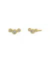 Zoë Chicco 14k Yellow Gold Small Triple Graduated Diamond Curved Bezel Stud Earrings In Gold