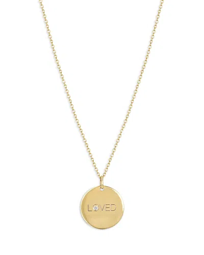 Zoë Chicco Women's 14k Yellow Gold & 0.015 Tcw Diamond "loved" Disc Pendant Necklace