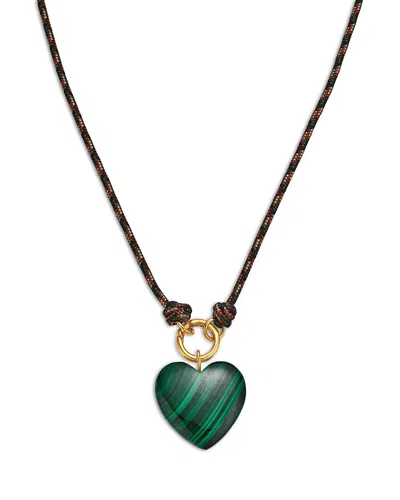Zoë Chicco 14k Yellow Gold The New Stone Age Malachite Heart Paracord Enhancer Necklace, 18 In Multi